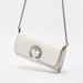 Celeste Solid Clutch with Embellished Buckle and Chain Strap-Wallets and Clutches-thumbnail-1