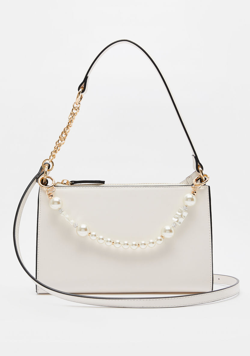 Celeste Solid Crossbody Bag with Adjustable Strap and Pearl Accent-Women%27s Handbags-image-0