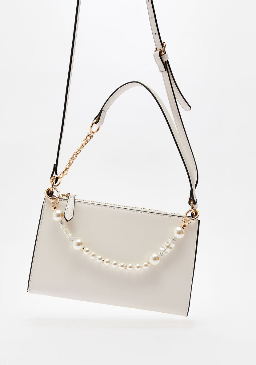 Celeste Solid Crossbody Bag with Adjustable Strap and Pearl Accent-Women%27s Handbags-image-1