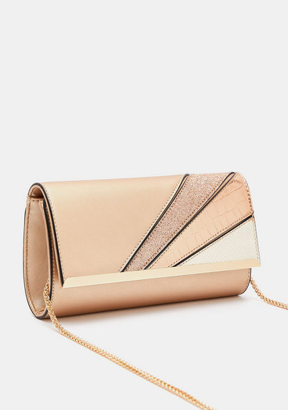 Celeste Textured Flap Clutch with Chain Strap-Wallets and Clutches-image-2