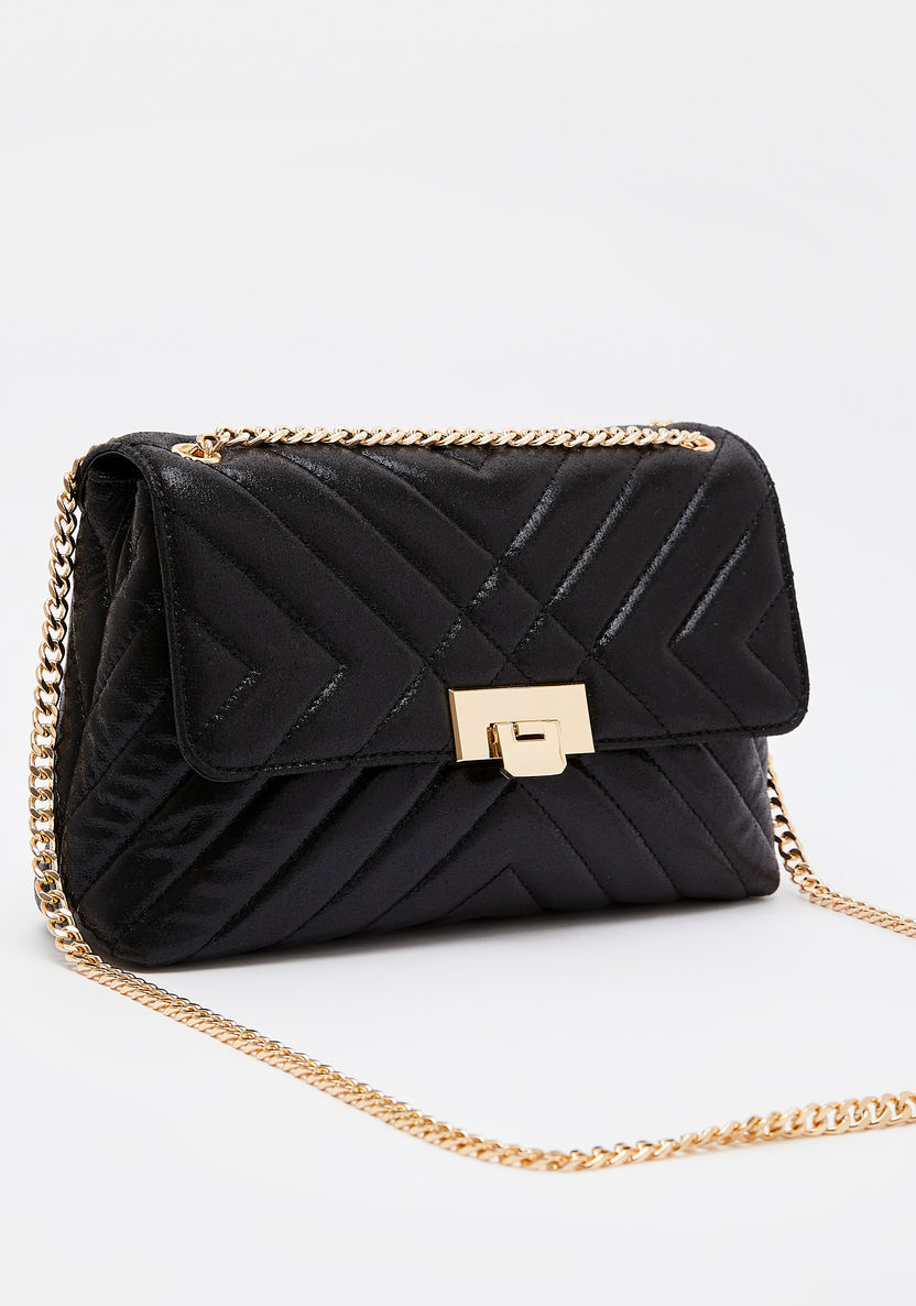 Celeste Quilted Crossbody Bag with Chain Strap-Women%27s Handbags-image-2