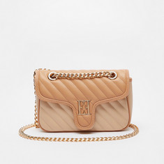 ELLE Quilted Crossbody Bag with Chain Strap and Magnetic Closure
