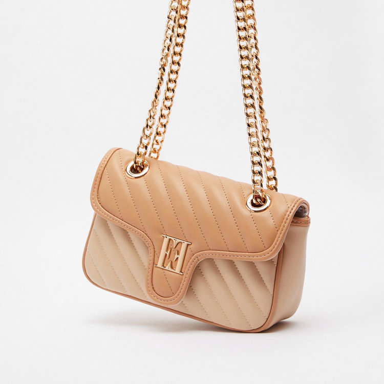 ELLE Quilted Crossbody Bag with Chain Strap and Magnetic Closure