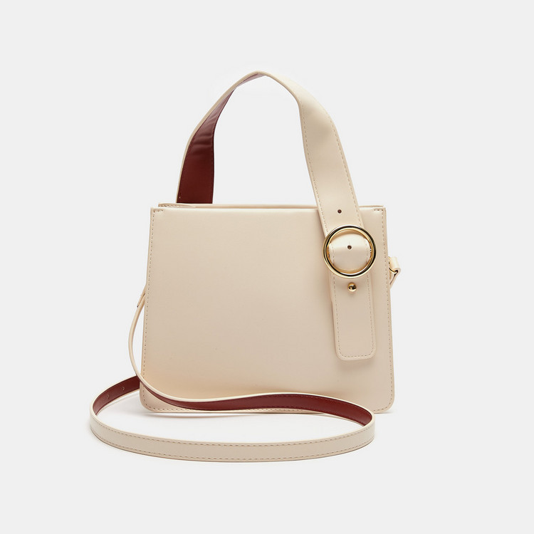 Celeste Solid Shoulder Bag with Detachable Strap and Zip Closure