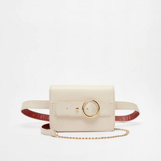Celeste Solid Waist Bag with Buckle Detail and Chain Strap