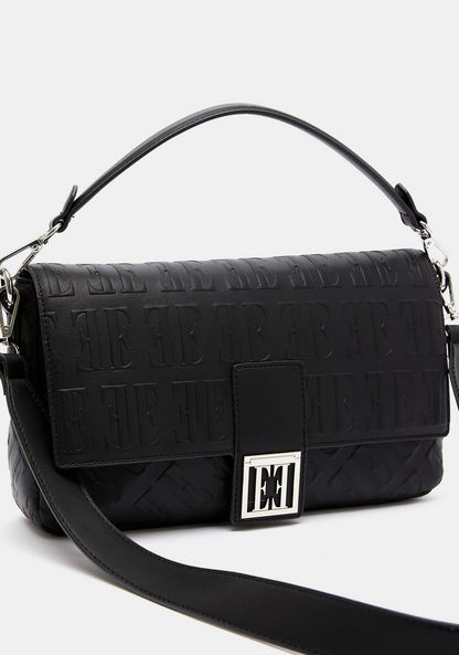 ELLE Monogram Satchel Bag with Detachable Strap and Magnetic Closure