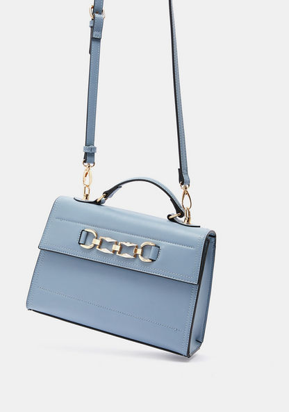 Celeste Solid Satchel Bag with Metallic Chain Accent