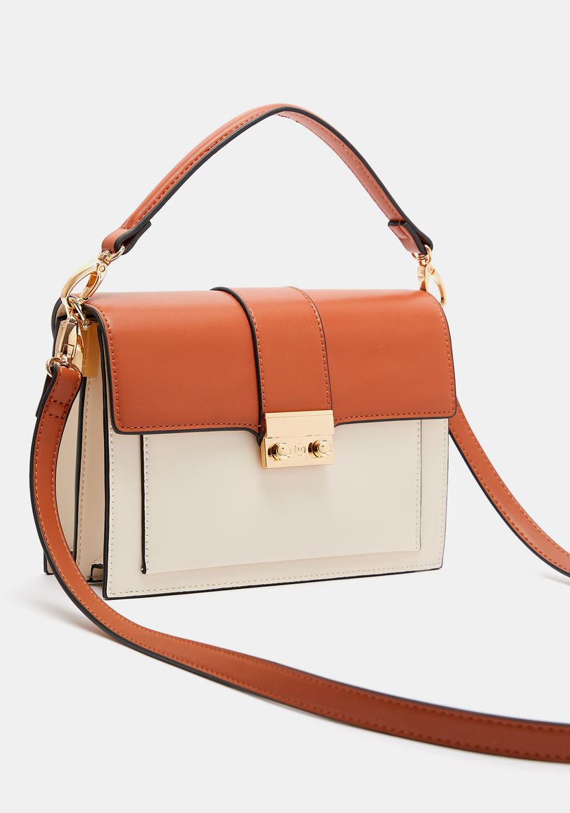Celeste Colourblock Satchel Bag with Flap Closure-Women%27s Handbags-image-2
