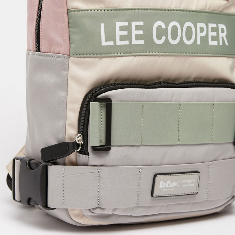 Lee Cooper Colourblock Backpack with Adjustable Straps and Zip Closure