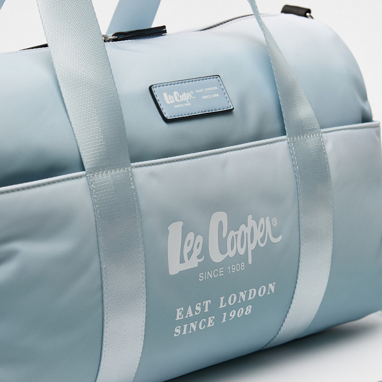 Lee Cooper Logo Print Bowler Bag with Double Handles