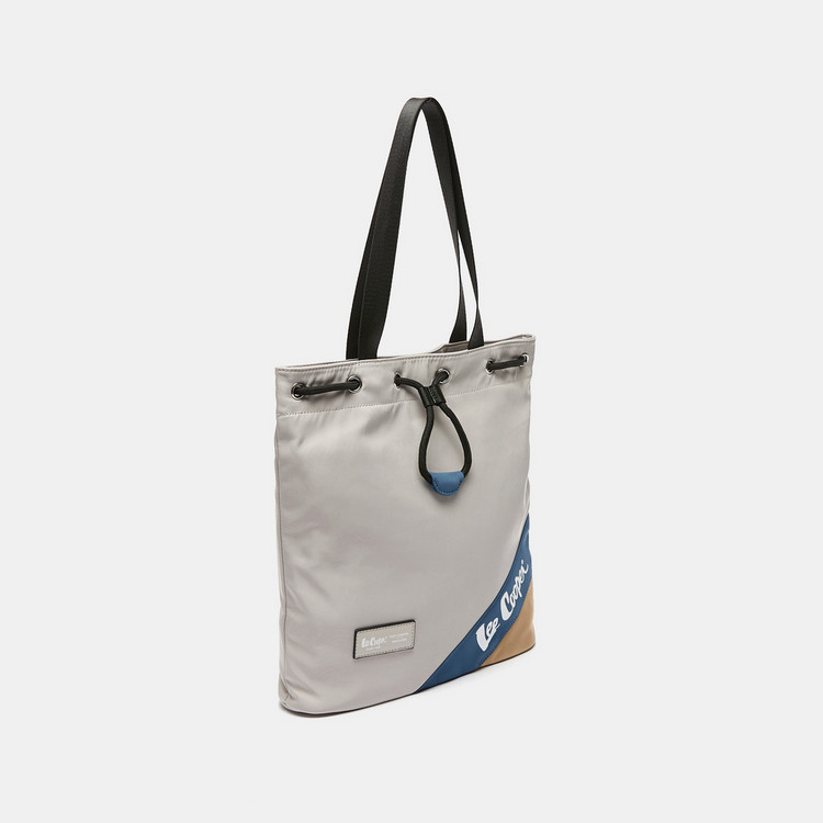 Lee Cooper Logo Print Shopper Bag with Drawstring Closure