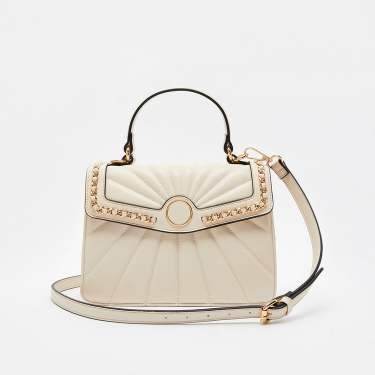 Jane Shilton Quilted Satchel Bag with Detachable Strap and Chain Accent