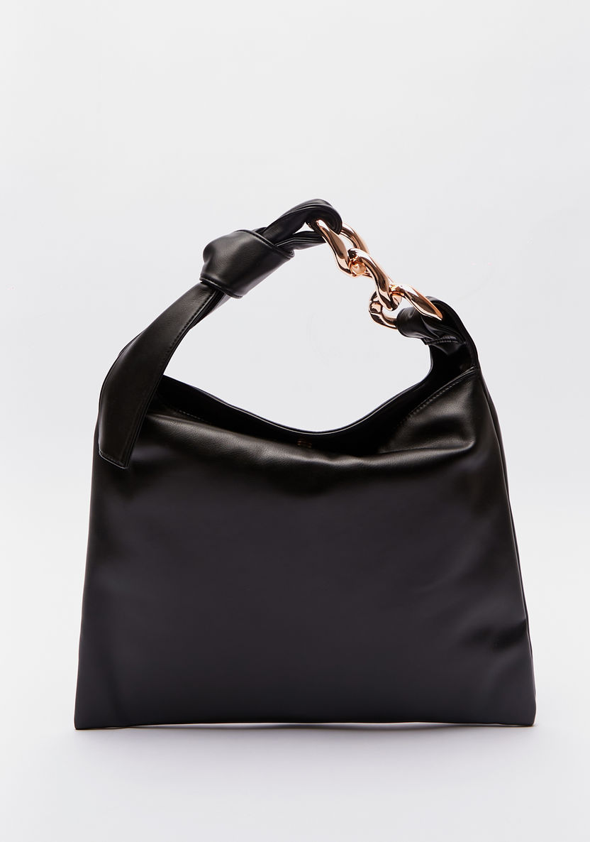 Haadana Hobo Bag with Chunky Chain Detail and Single Handle-Women%27s Handbags-image-0
