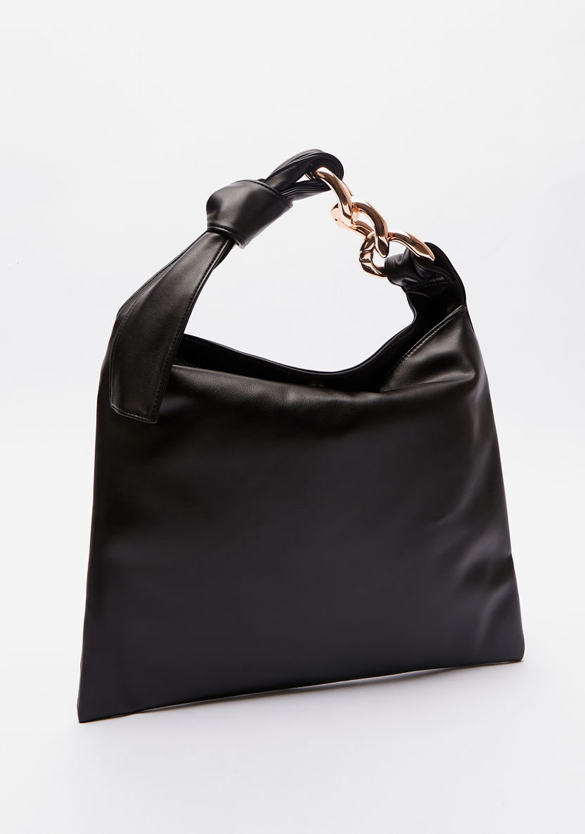 Haadana Hobo Bag with Chunky Chain Detail and Single Handle-Women%27s Handbags-image-1