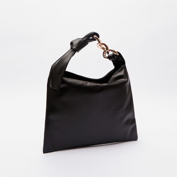 Haadana Hobo Bag with Chunky Chain Detail and Single Handle