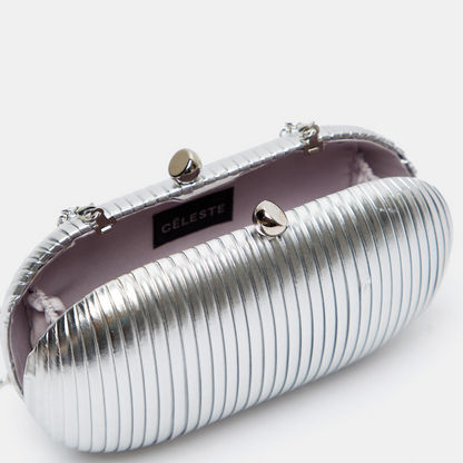 Celeste Metallic Clutch with Sling Chain Strap