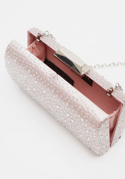 Celeste Stone Embellished Clutch with Chainlink Strap
