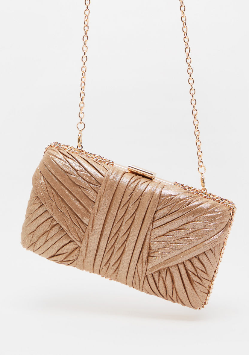 Celeste Textured Clutch with Chain Link Strap-Wallets and Clutches-image-1