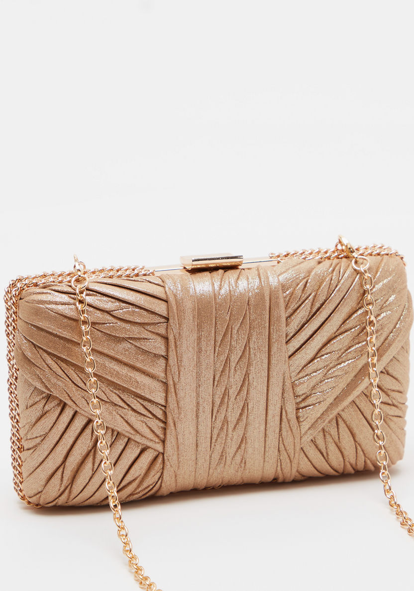 Celeste Textured Clutch with Chain Link Strap-Wallets and Clutches-image-2