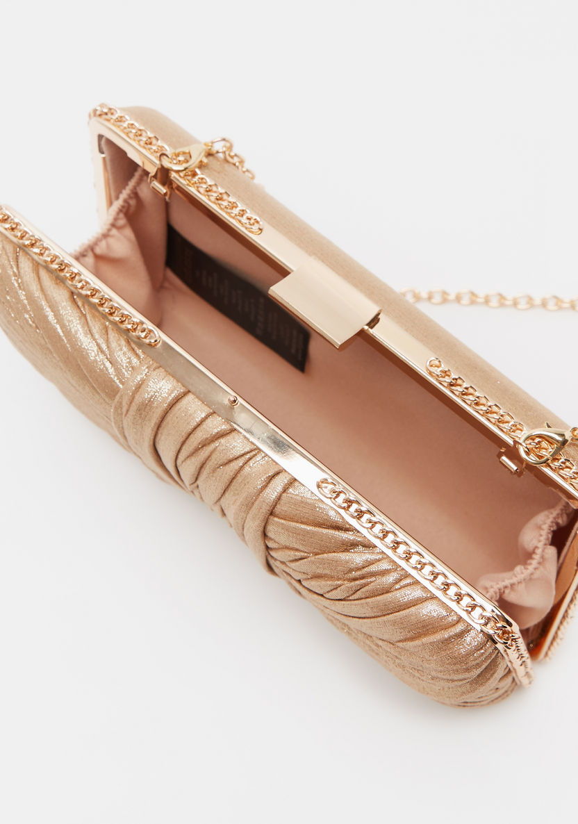 Celeste Textured Clutch with Chain Link Strap-Wallets and Clutches-image-4