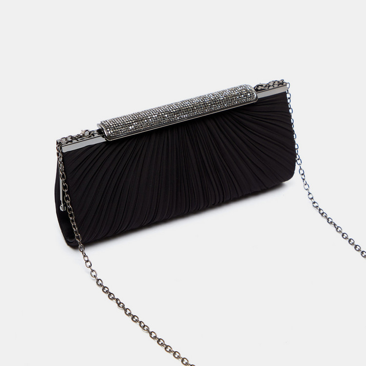 Celeste Embellished Clutch with Chain Link Strap