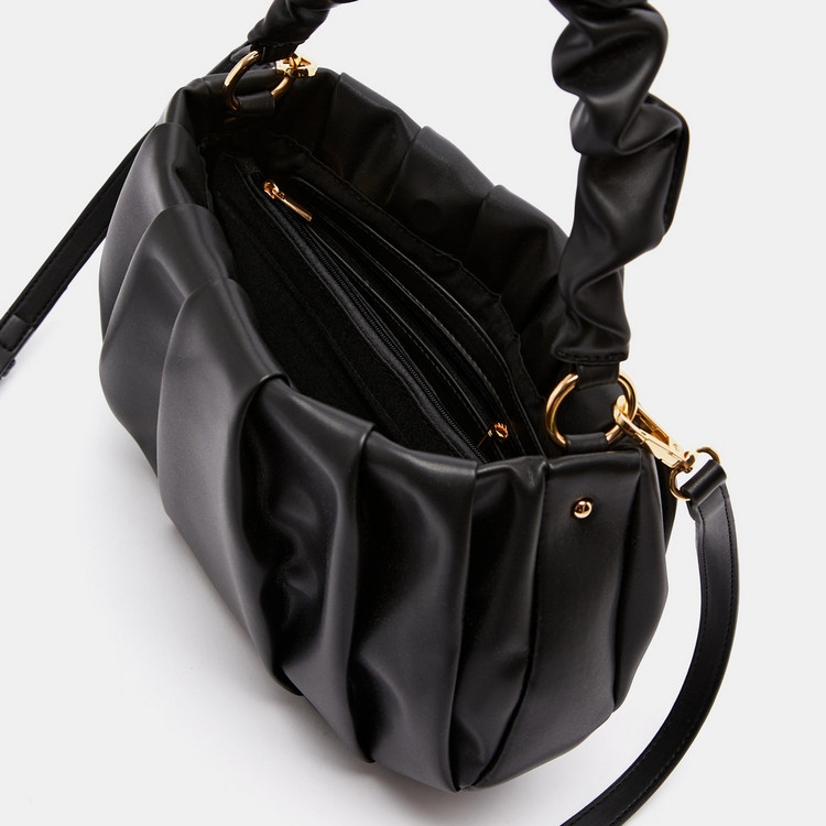 Haadana Ruched Shoulder Bag with Detachable Strap