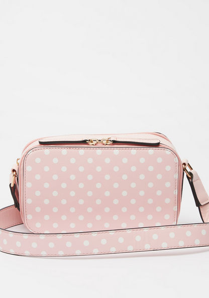 Missy Polka Dot Crossbody Bag with Adjustable Strap and Zip Closure