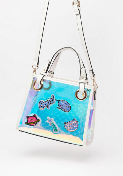 Missy Iridescent Tote Bag with Detachable Strap and Pouch