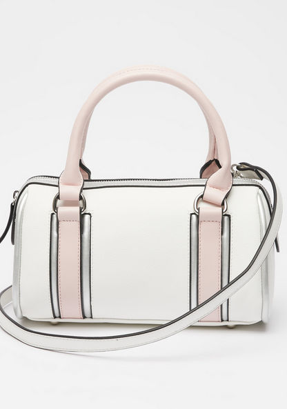Missy Colourblock Bowler Bag with Detachable Strap and Zip Closure-Women%27s Handbags-image-0