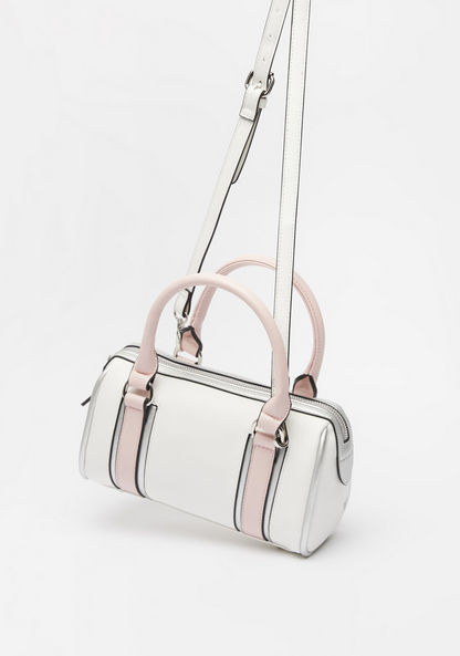 Missy Colourblock Bowler Bag with Detachable Strap and Zip Closure-Women%27s Handbags-image-1