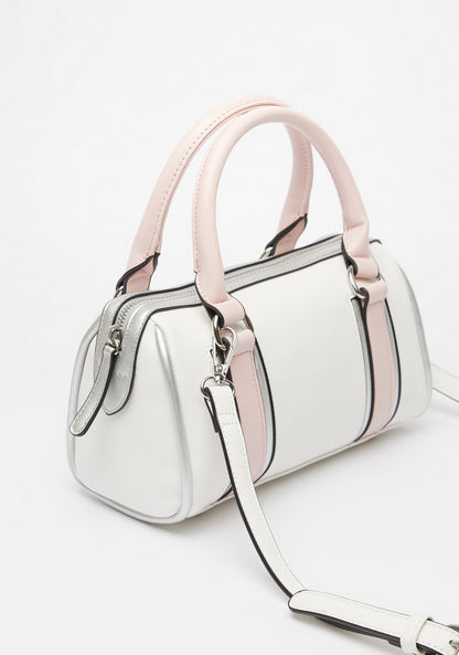 Missy Colourblock Bowler Bag with Detachable Strap and Zip Closure-Women%27s Handbags-image-2