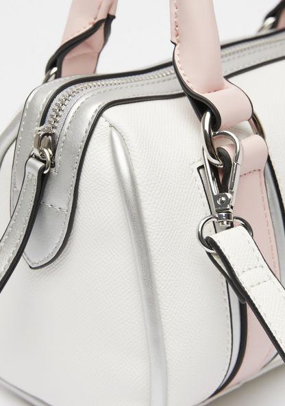 Missy Colourblock Bowler Bag with Detachable Strap and Zip Closure-Women%27s Handbags-image-3