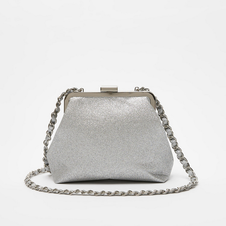 Missy Glitter Detail Crossbody Bag with Chain Strap