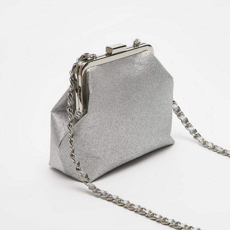 Missy Glitter Detail Crossbody Bag with Chain Strap