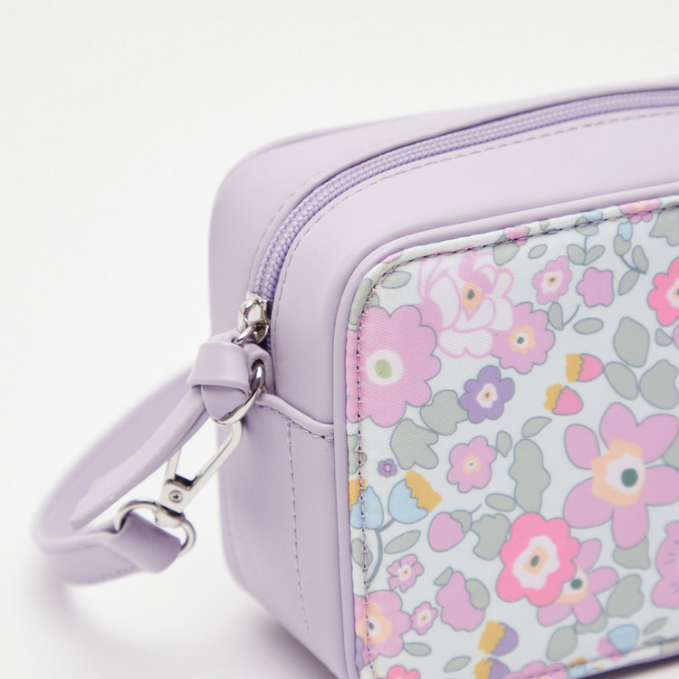 Missy Floral Print Crossbody Bag with Detachable Strap