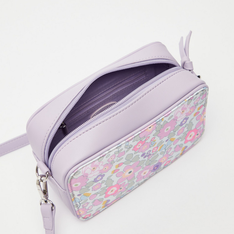 Missy Floral Print Crossbody Bag with Detachable Strap