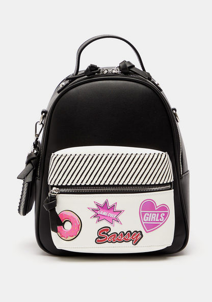 Missy Printed Zipper Backpack with Adjustable Straps and Detachable Pouch