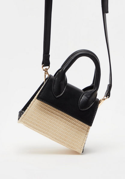 Haadana Weave Textured Mini Crossbody Bag with Detachable Strap-Women%27s Handbags-image-1