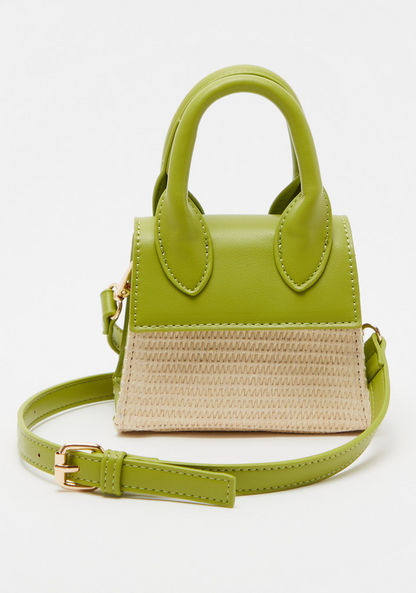 Haadana Weave Textured Mini Crossbody Bag with Detachable Strap-Women%27s Handbags-image-0