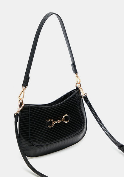 Celeste Textured Crossbody Bag with Detachable Strap and Metal Accent