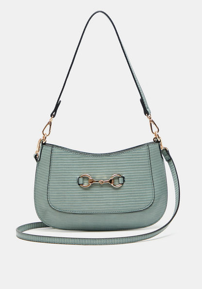 Celeste Textured Crossbody Bag with Detachable Strap and Metal Accent