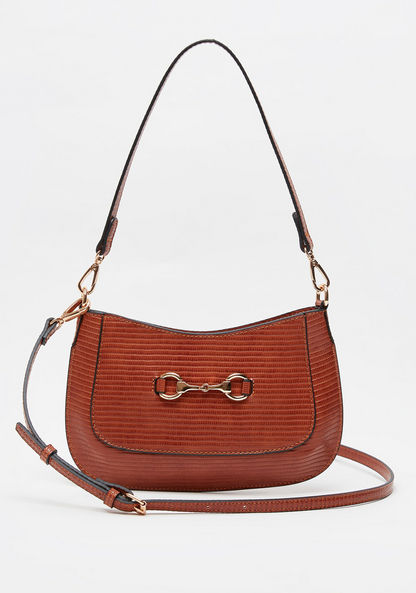 Celeste Textured Crossbody Bag with Detachable Strap and Metal Accent-Women%27s Handbags-image-0