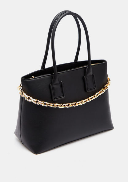 Celeste Solid Tote Bag with Double Handle and Chain Accent