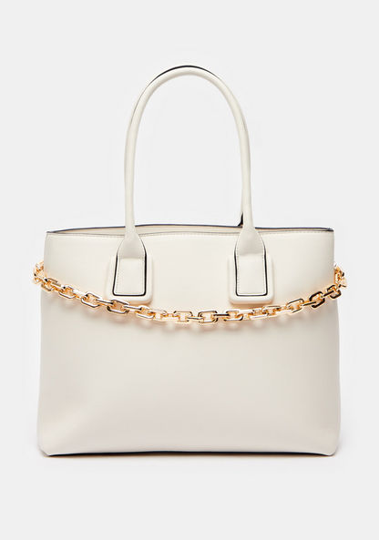 Celeste Solid Tote Bag with Double Handle and Chain Accent