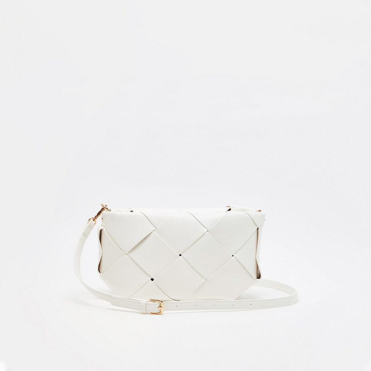 Celeste Weave Crossbody Bag with Detachable Strap and Zip Closure