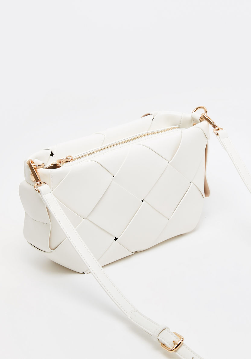 Celeste Weave Crossbody Bag with Detachable Strap and Zip Closure-Women%27s Handbags-image-1