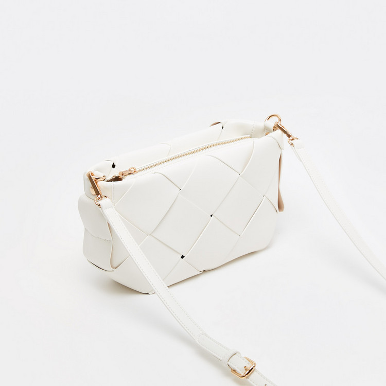 Celeste Weave Crossbody Bag with Detachable Strap and Zip Closure