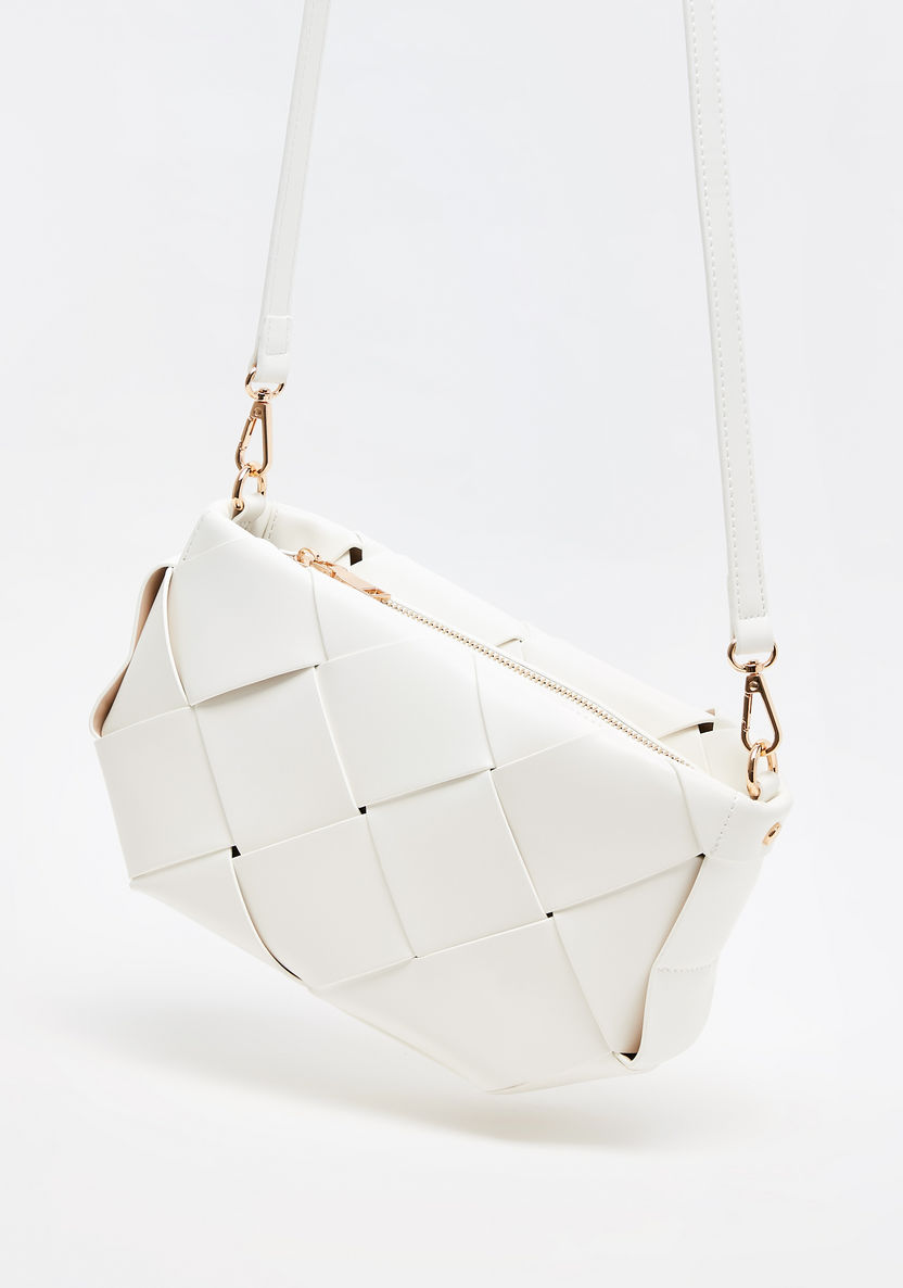 Celeste Weave Crossbody Bag with Detachable Strap and Zip Closure-Women%27s Handbags-image-3