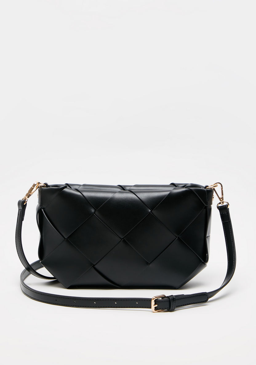 Celeste Weave Crossbody Bag with Detachable Strap and Zip Closure-Women%27s Handbags-image-0