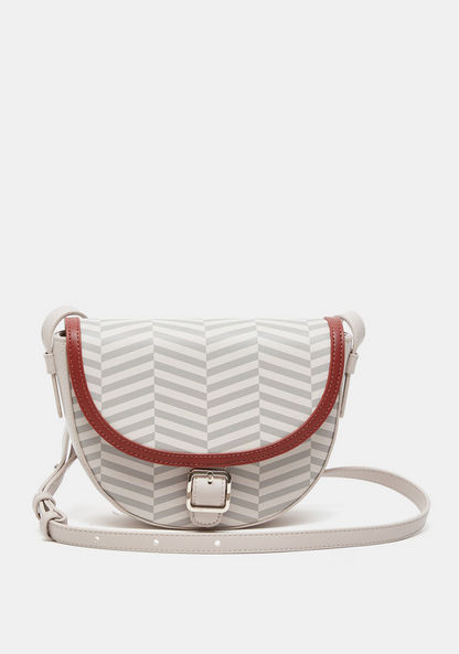Celeste Striped Crossbody Bag with Adjustable Strap and Button Closure
